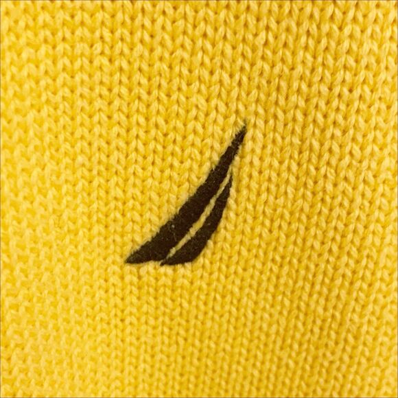 Nautica Men's 100% Cotton Crew Neck Sweater Size XL Yellow Gold Embroidered Logo - Picture 4 of 5